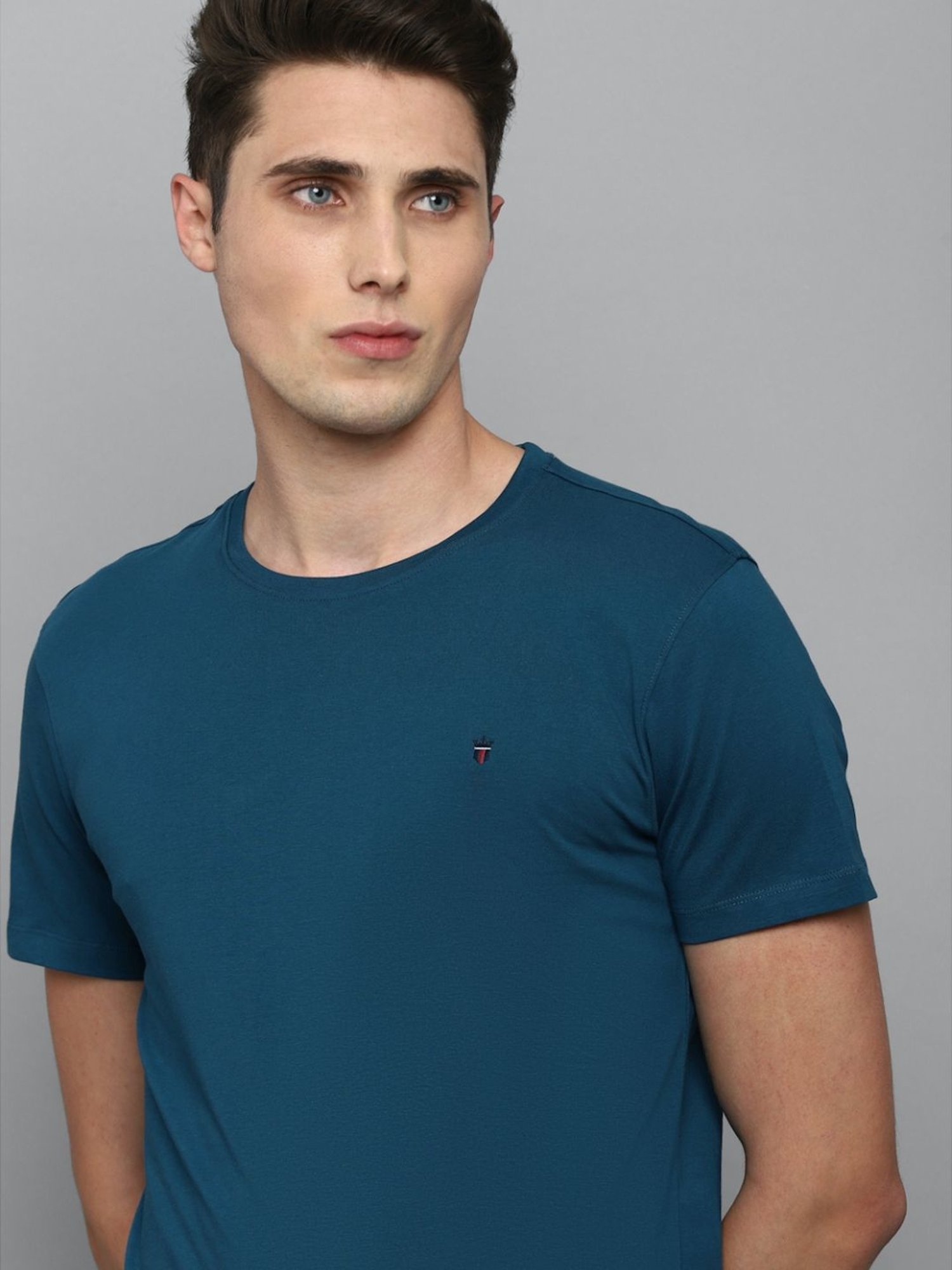 Louis Philippe Jeans Blue Cotton Slim Fit T-Shirt
