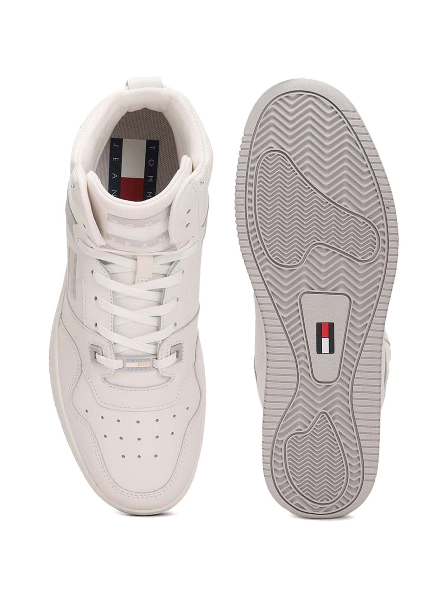 Tommy Hilfiger Men's Off White Ankle High Sneakers