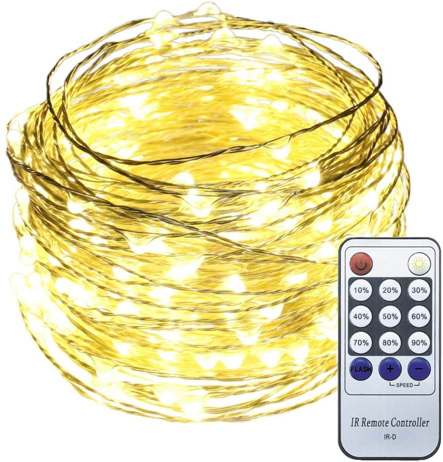 ER CHEN 66ft Led String Lights, 200 Led Starry Fairy Lights on 20M Silver Coating Copper Wire String Lights for Christmas (Warm White)
