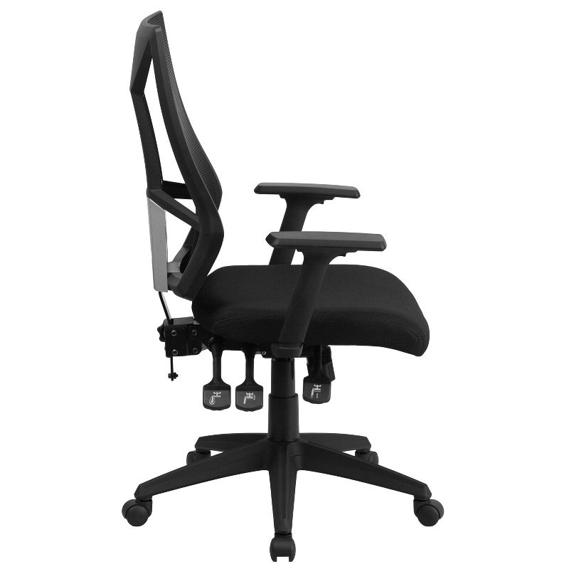 Mesh Sled Base Side Reception Chair with Flip Up Arms Black - Riverstone Furniture
