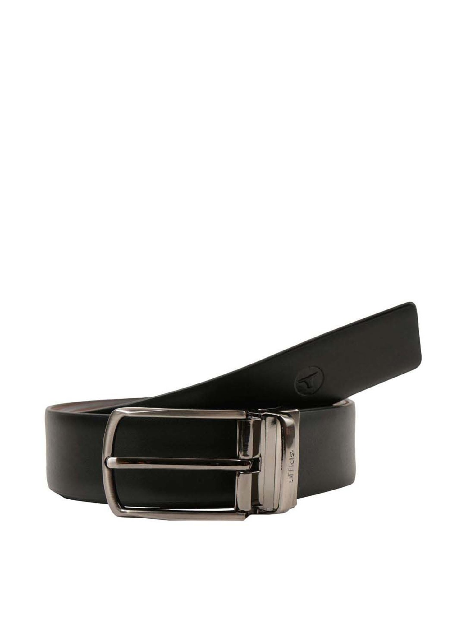 BULCHEE Black & Tan Leather Prong Reversible Belt for Men