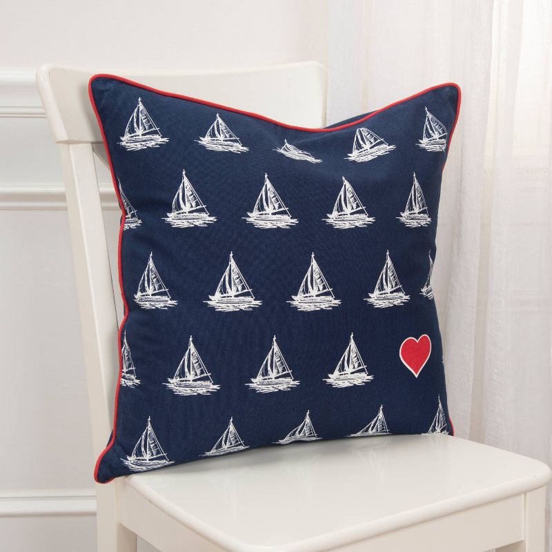 Sail Boats Poly Filled Pillow Navy - Rizzy Home