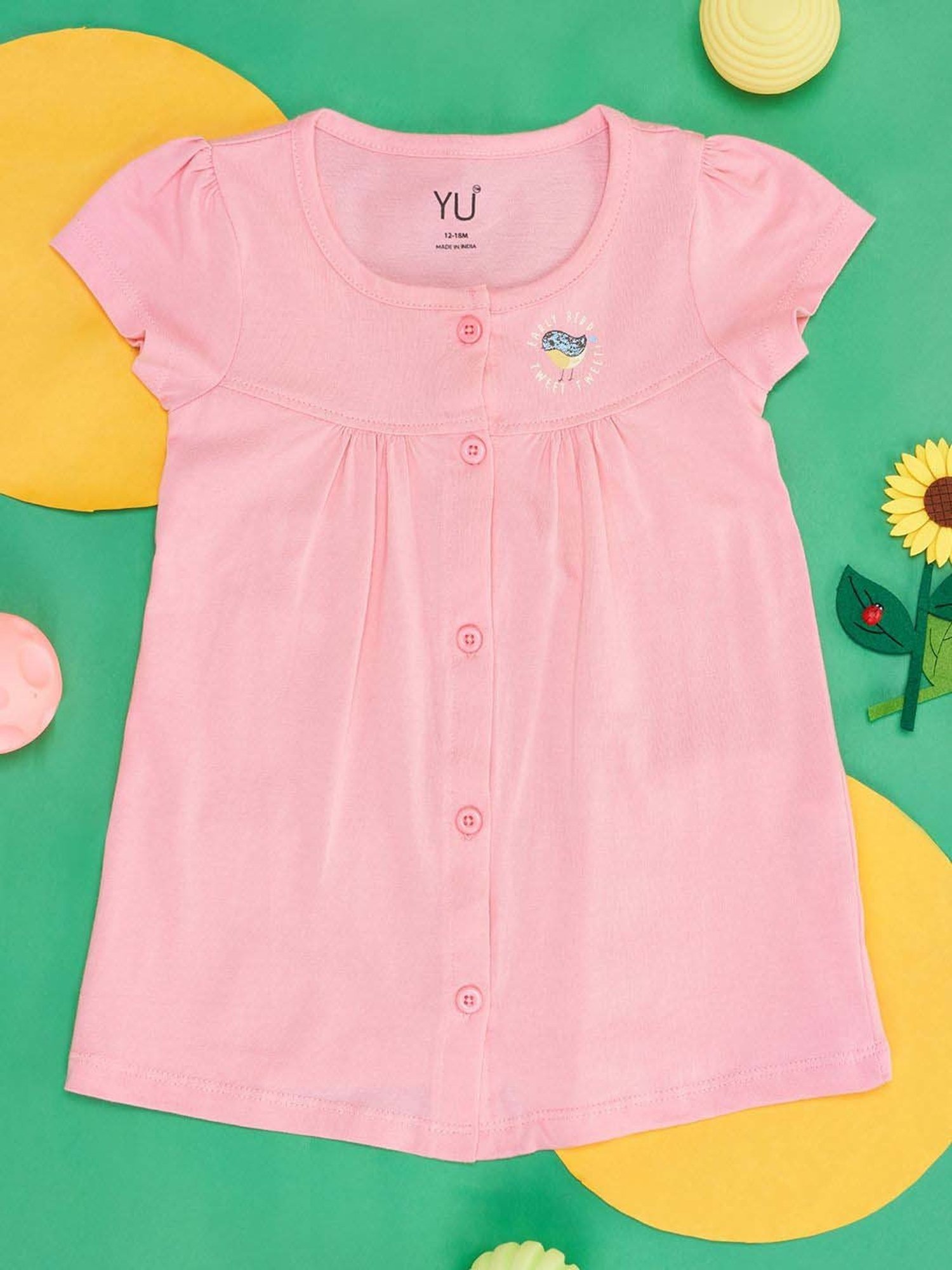 YU by Pantaloons Kids Pink Cotton Printed Dress