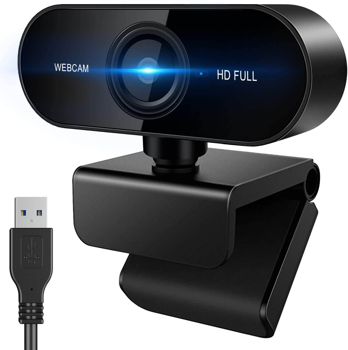 Webcam with Microphone,1080P HD Desktop Streaming Webcam-Wide Angle USB Computer Camera for Mac Skype OBS, Laptop Web Camera for Video Calling Gaming Recording Conferencing