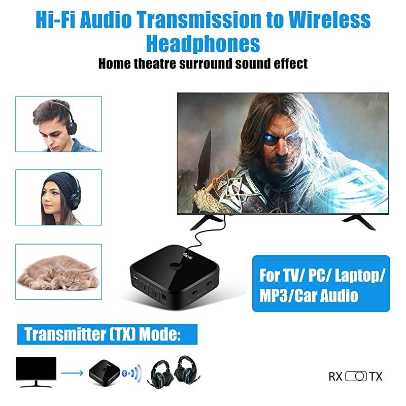 Bluetooth 50 Transmitter and Receiver Digital Optical TOSLINK and 35mm Wireless Audio Adapter for TVHome Stereo System Low Latency
