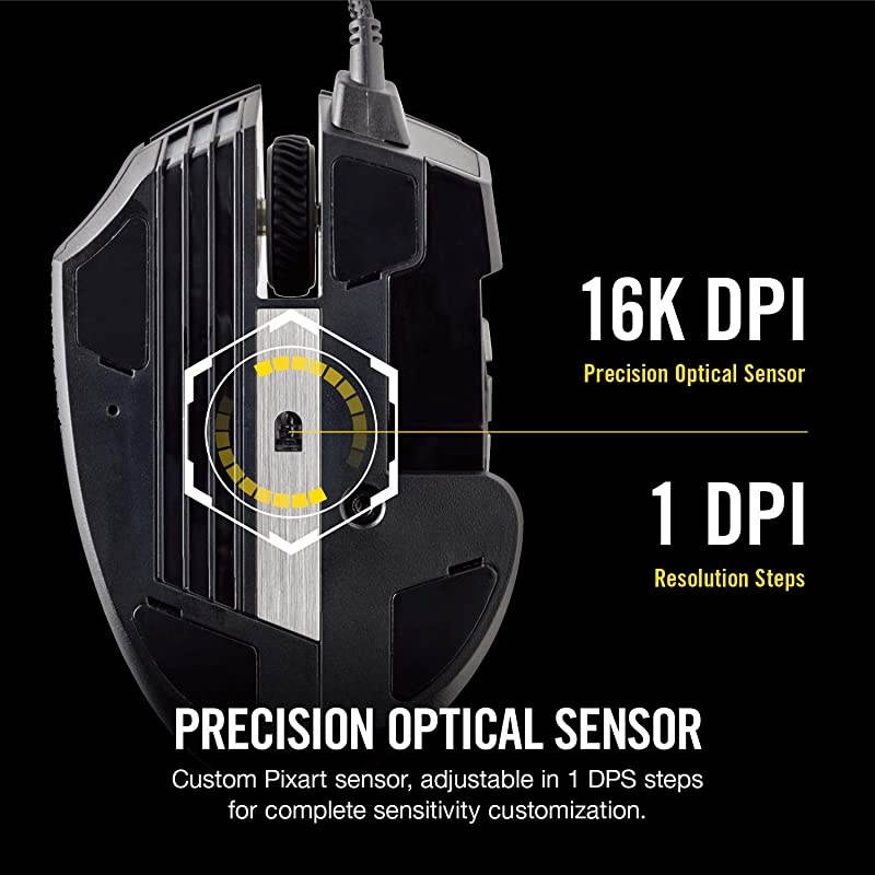 Scimitar Pro RGB MMO Gaming Mouse 16000 DPI Optical Sensor 12 Programmable Side Buttons Black Model Number CH9304111NA