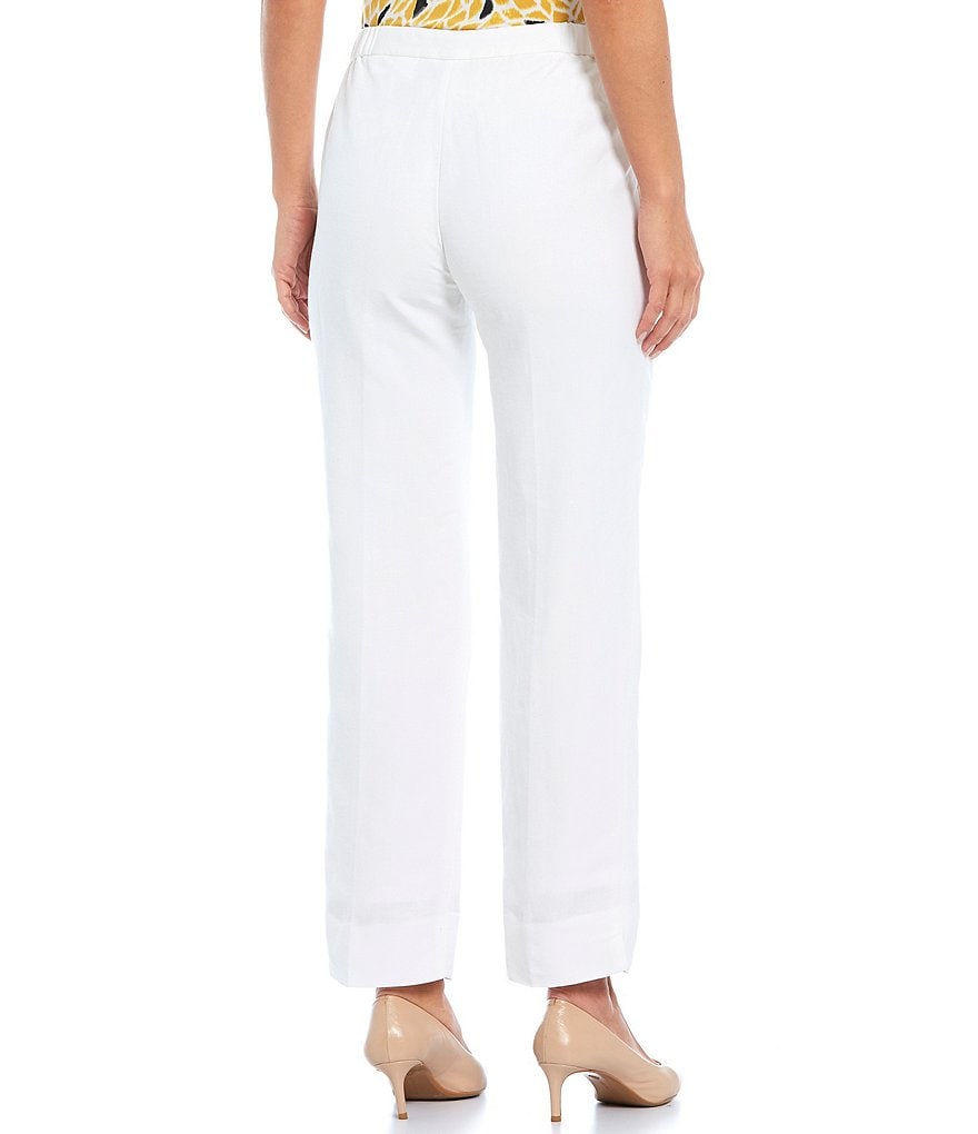 Kasper Petite Size Side Zip Linen Straight Leg Pants