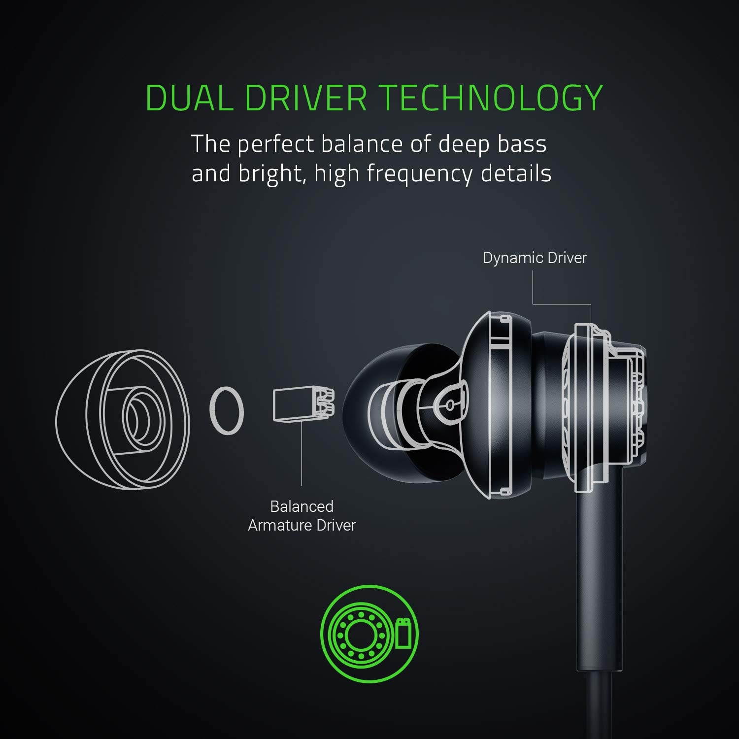 Razer Hammerhead Duo Dual Driver In-Ears Gaming Headphones Black