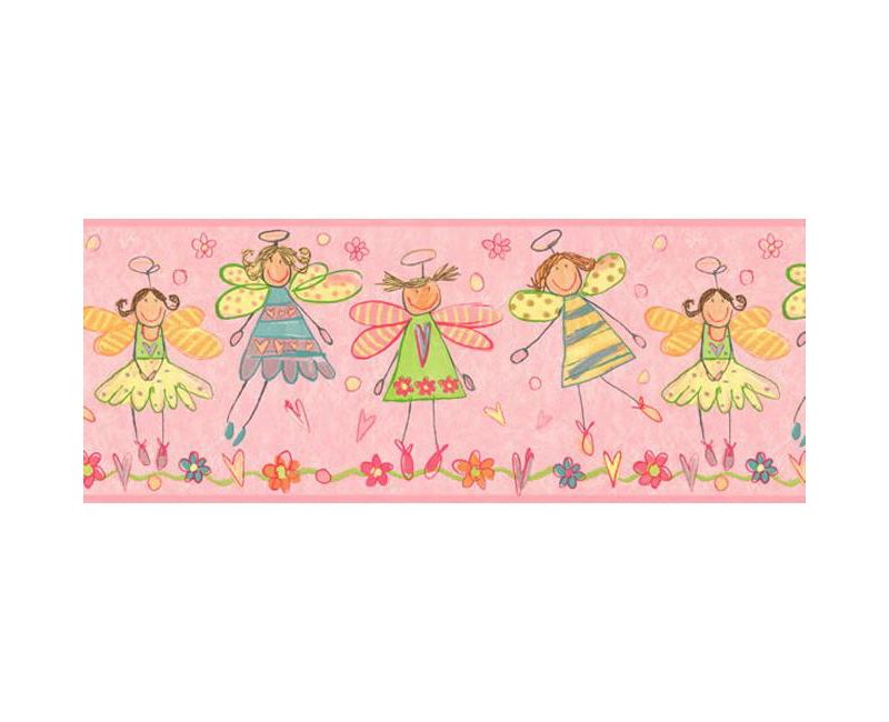 Pink Fairy Princess Angels Prepasted Wall Border Roll - Surestrip..
