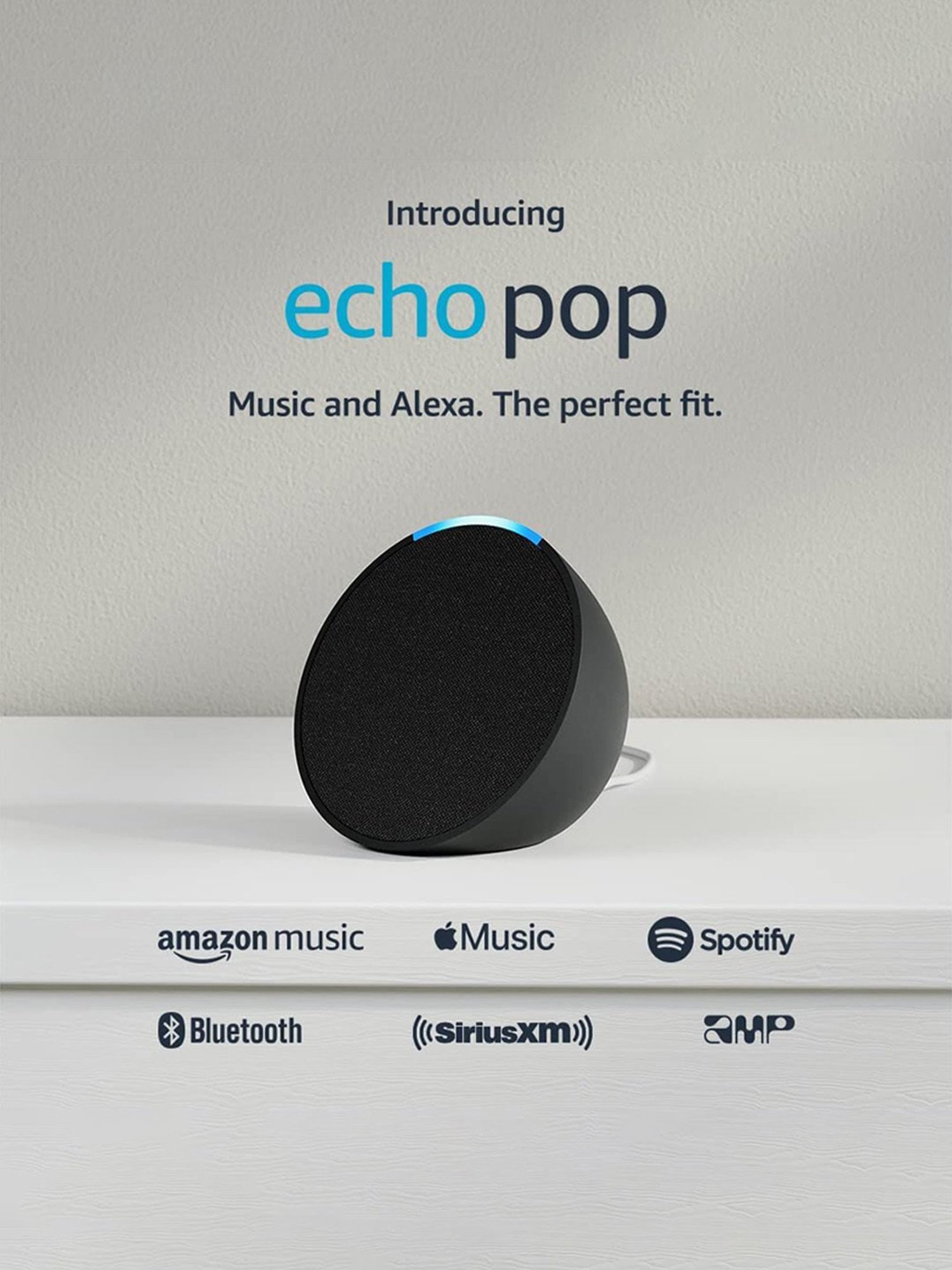 Amazon Echo Pop Smart speaker with Alexa & Bluetooth- Loud sound, balanced bass, crisp vocals, Black