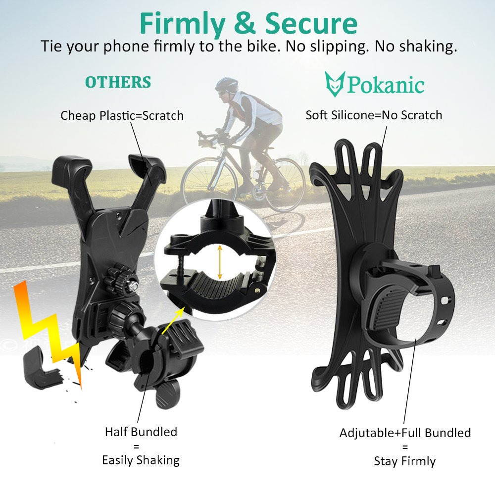 Cell Phone Silicone Mount Holder GPS Motorcycle MTB Bike Bicycle 360 Roton