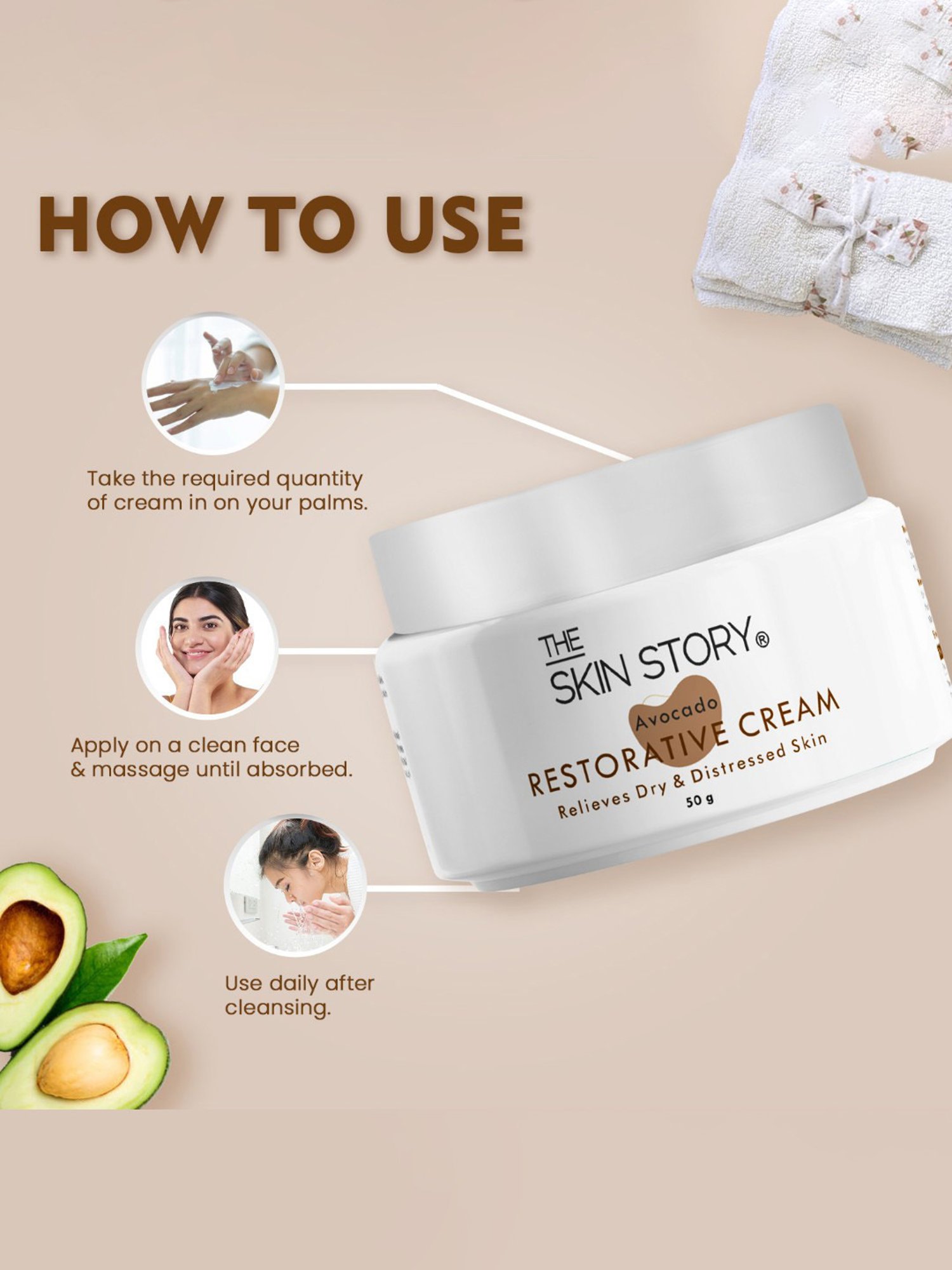 The Skin Story Avocado Restorative Cream for Relieves Dry & Distressed Skin - 50 gm