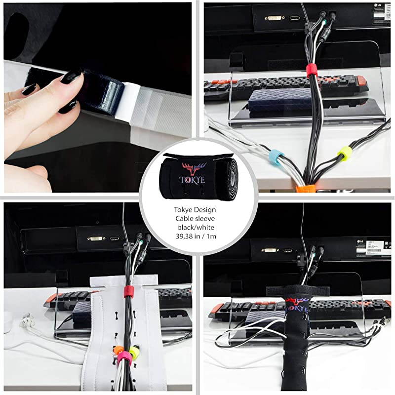 Cable Management Box Cord Organizer and Cover with Cable kit Desk Wall Mounted TV Video Game and Computer Wire Holder Hider Protector with Cable Sleeve Black Edition by  XXL Value