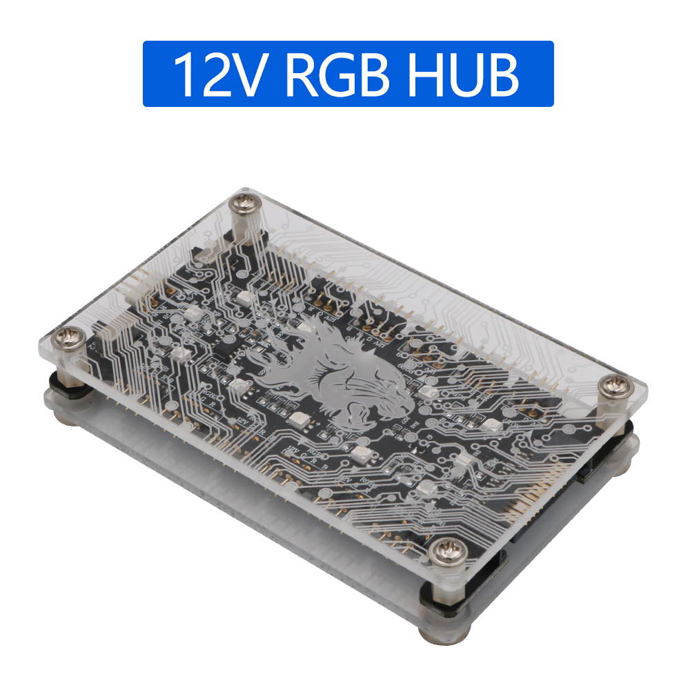 Newest Version 12V RGB Hub with Acrylic Case and Magnetic Standoff&nbsp;for ASUS/MSI 12V 4Pin LED Controller