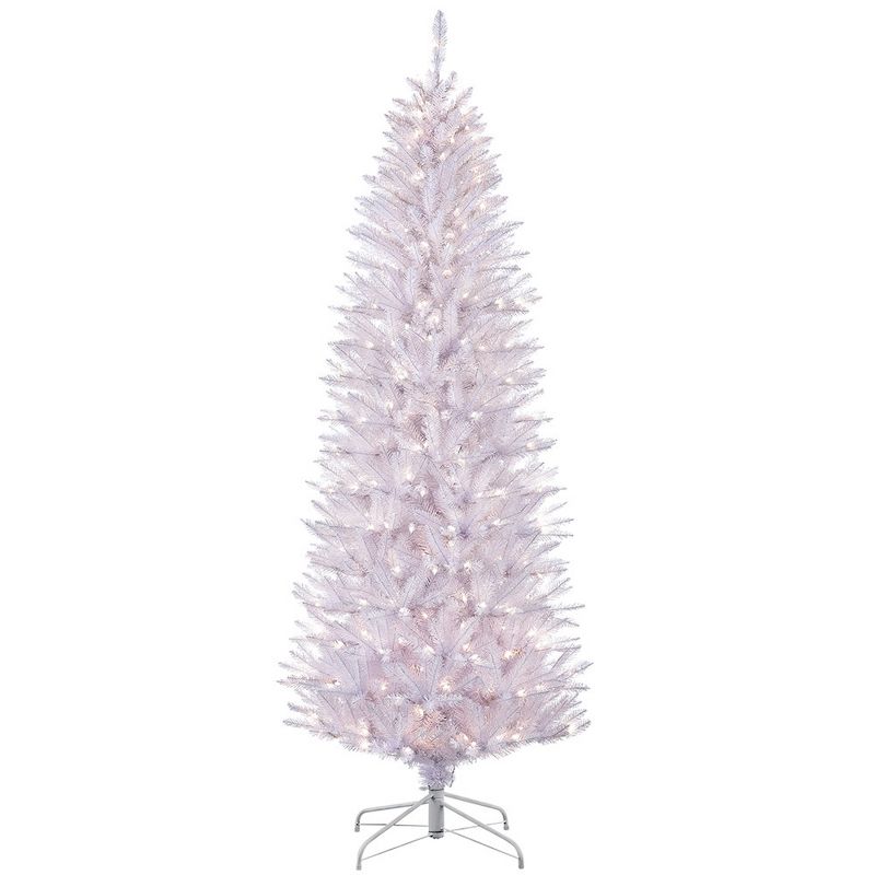 6.5ft Pre-lit Artificial Christmas Tree White Pencil Forest Fir