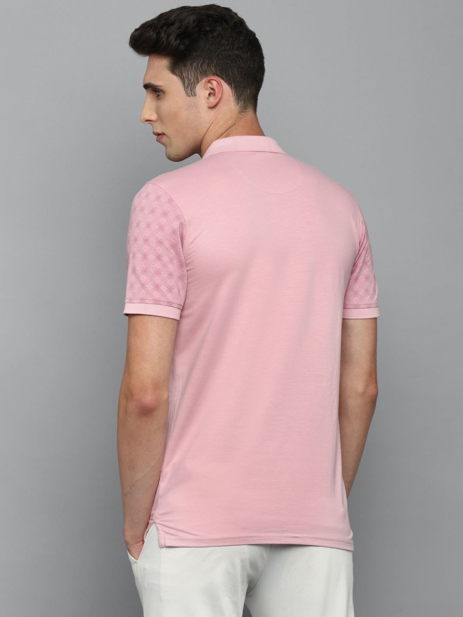 Louis Philippe Sport Pink Cotton Slim Fit Printed Polo T-Shirt