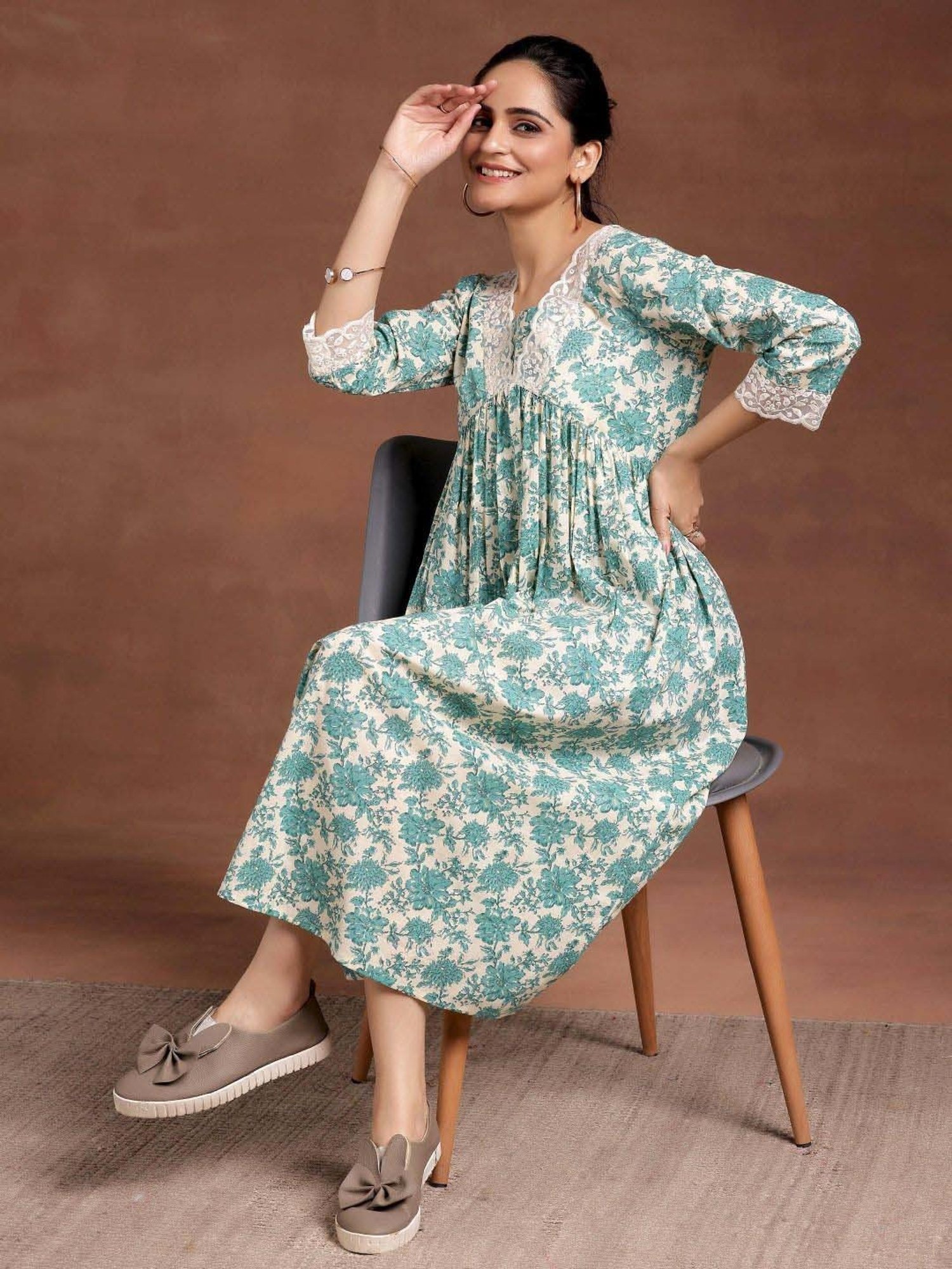 Saffron Threads Red Ethnic Dresses