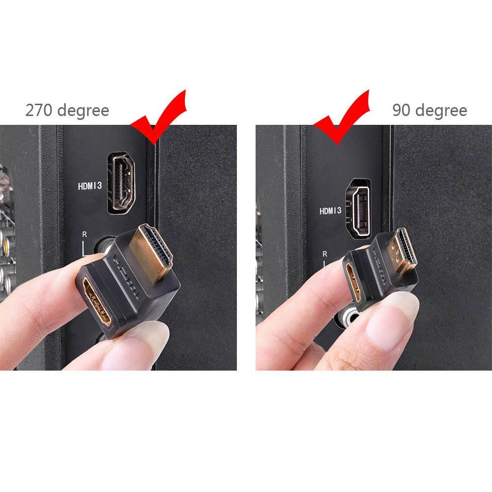 Ugreen High Speed HDMI Port Saver Male to Female Adapter Right Angled 90 Degree +270 degree