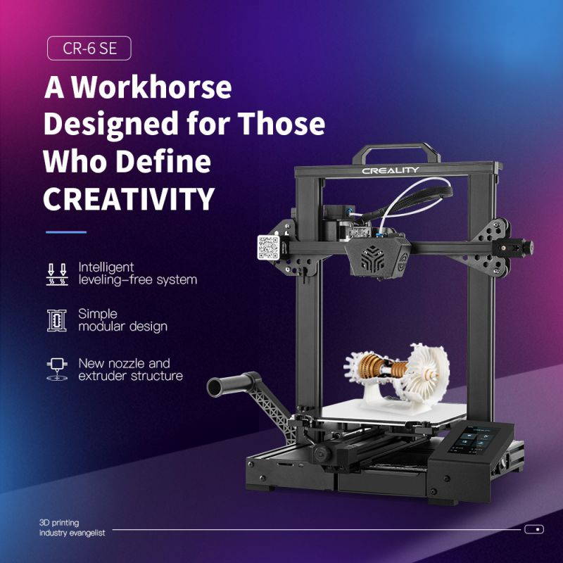 Official Creality CR-6 SE Leveling-Free 3D Printer with Silent Motherboard MeanWell Power Supply and Dual Z-axis Build Volume 235 x 235 x 250mm