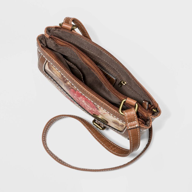 VR NYC Magnetic Strap Closure Mosaic Design Denim Laser Cut Crossbody Bag - Blue