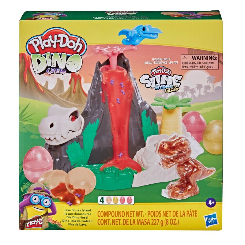 Play-Doh Slime Dino Crew Lava Bones Island Playset with HydroGlitz Compound