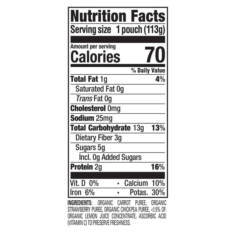 HappyBaby Clearly Crafted Carrots Strawberries & Chickpeas Baby Food - 4oz