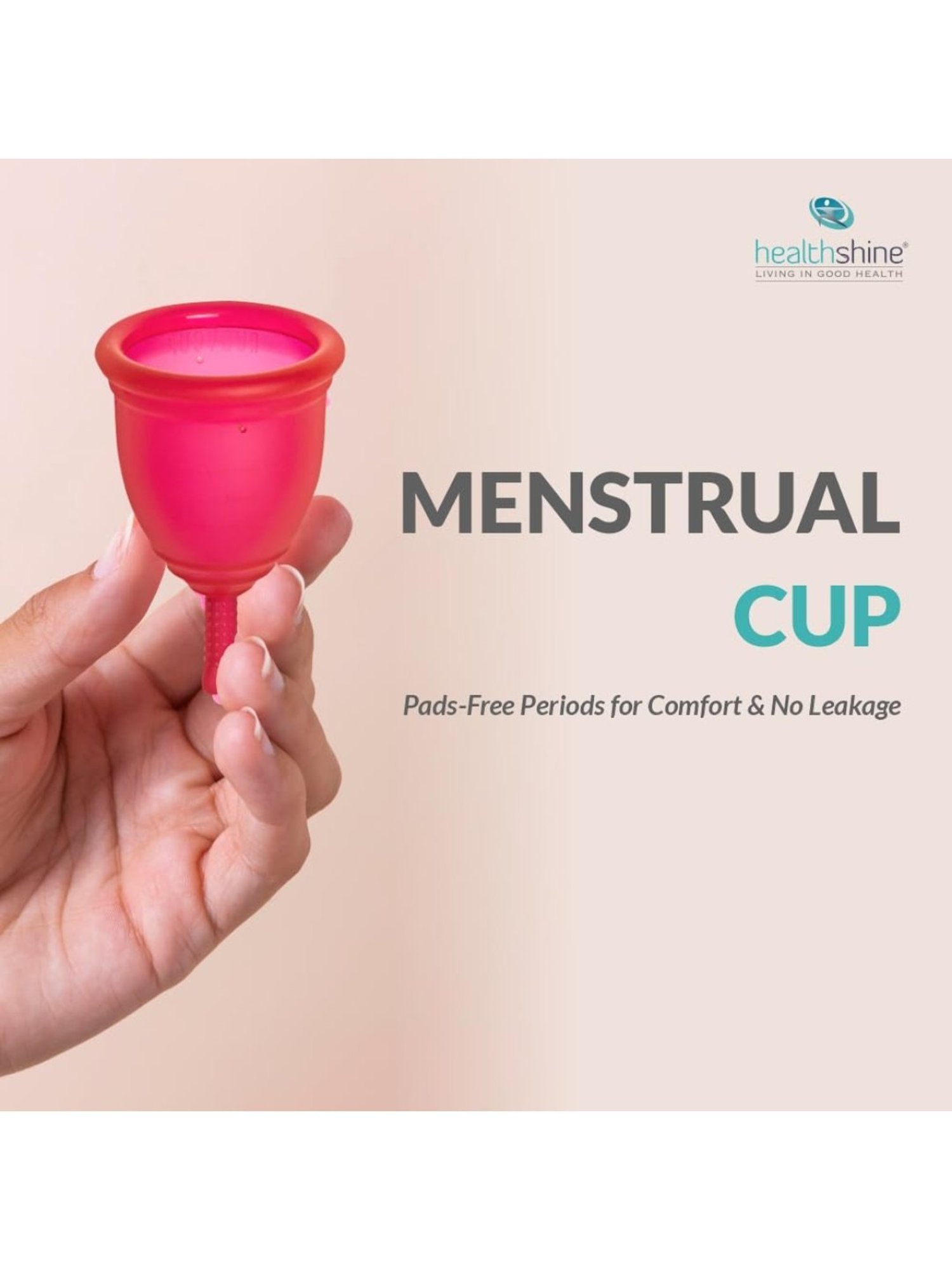 Healthshine Reusable Menstrual Cup for Women, Large Size with Pouch (Pink)