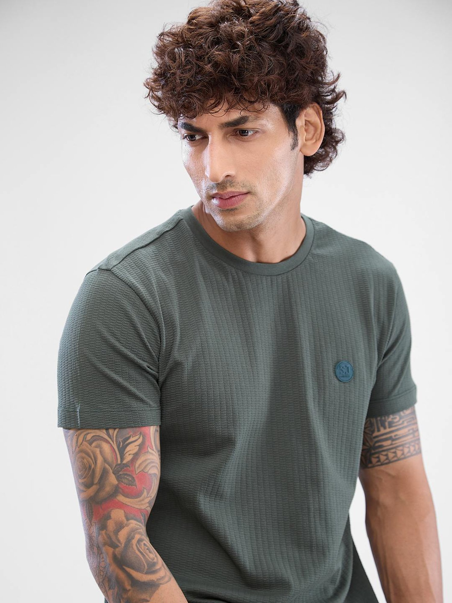 Spykar Green Slim Fit T-Shirt