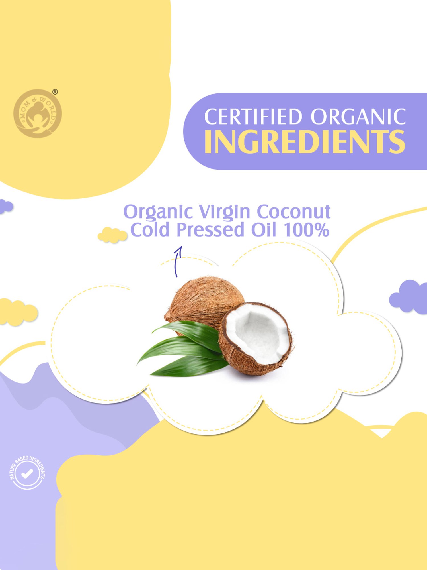 Mom & World Baby Massage Pure Organic Virgin Coconut Oil Cold Pressed - 200 ml