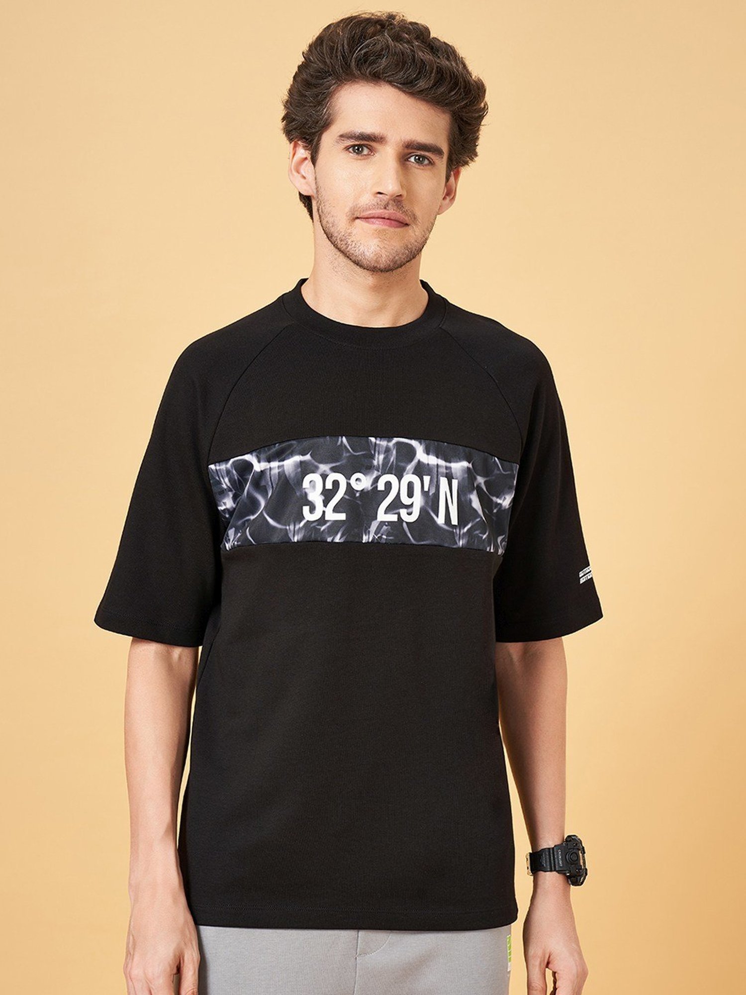 Ajile By Pantaloons Jet Black Slim Fit T-Shirt