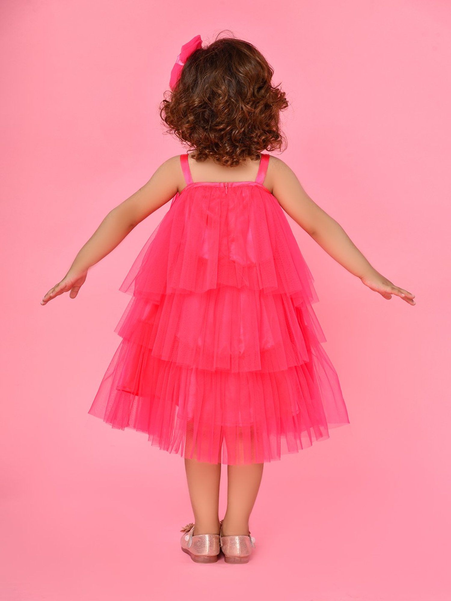Saka Designs Kids Pink Applique Dress