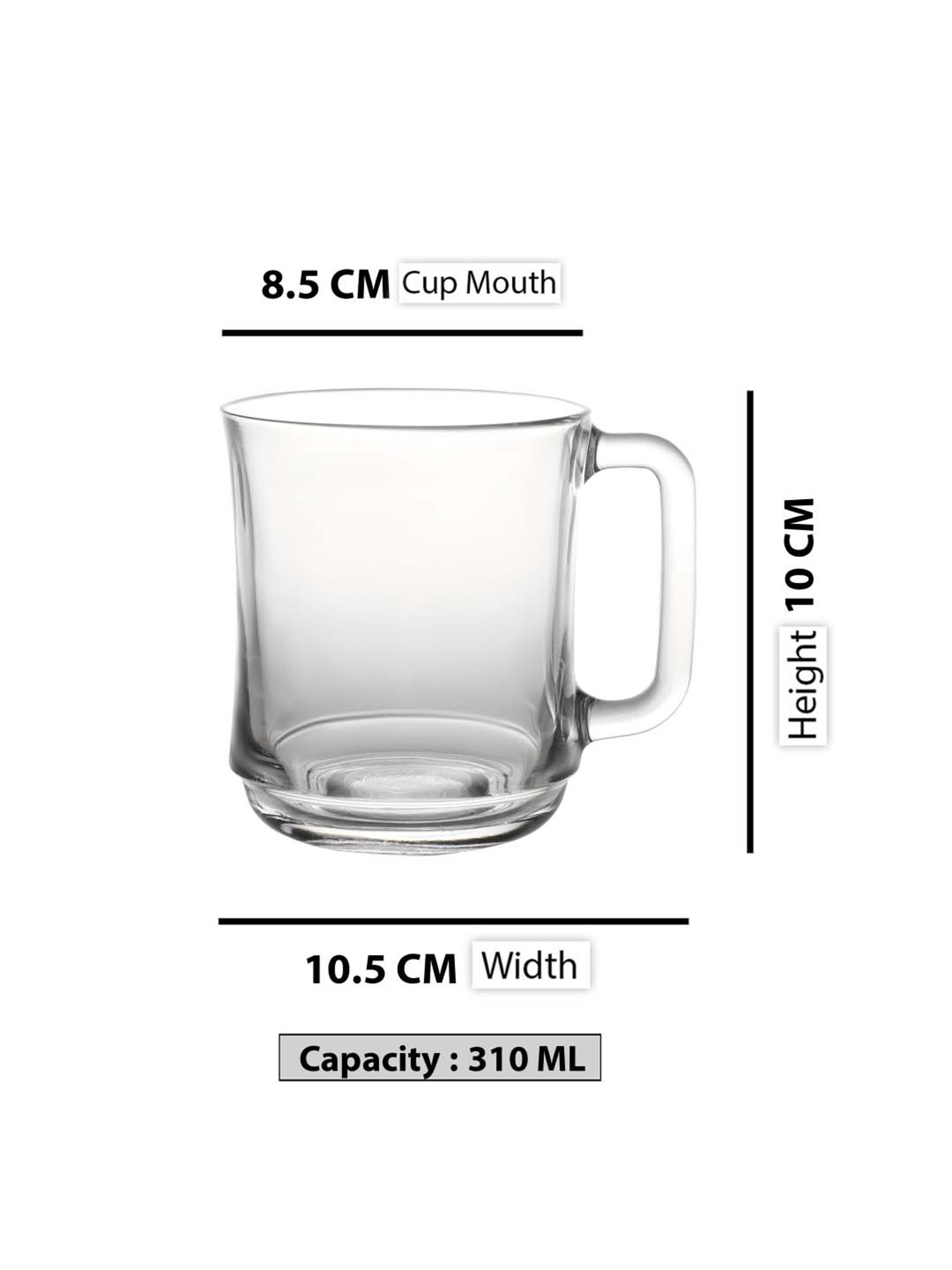 Femora Black Ceramic Coffee Mugs (0.36 L) - Set of 4