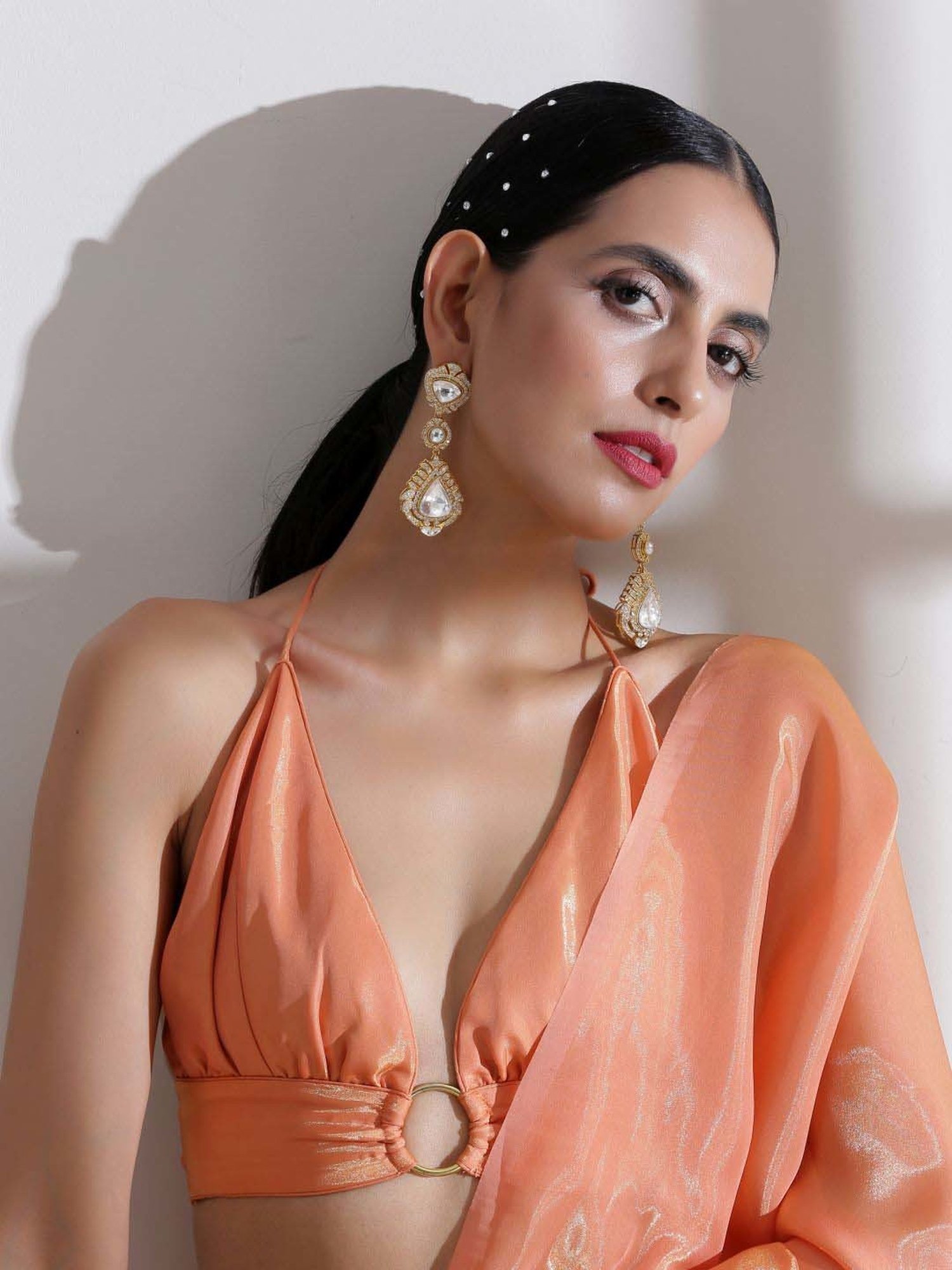 Swtantra Orange Plain Readymade Blouse