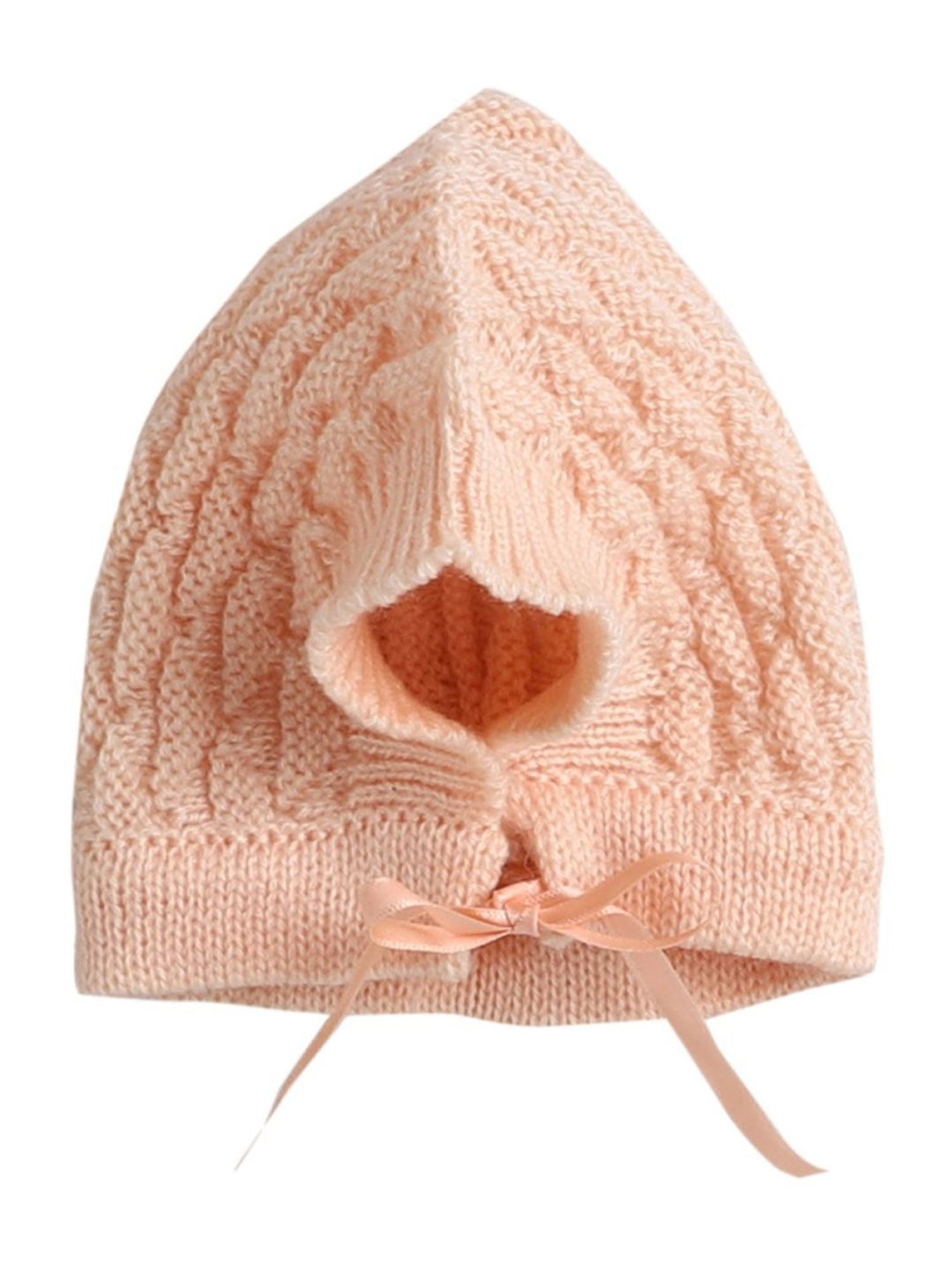 Little Angels Kids Peach Textured Pattern Full Sleeves Sweater Set