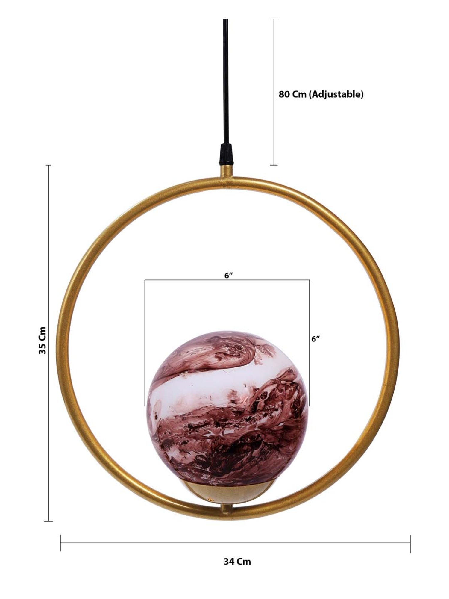 Homesake Exclusive Brown & Golden Metal Round Lampshade with Pendant Indoor Hanging Light - Set of 1