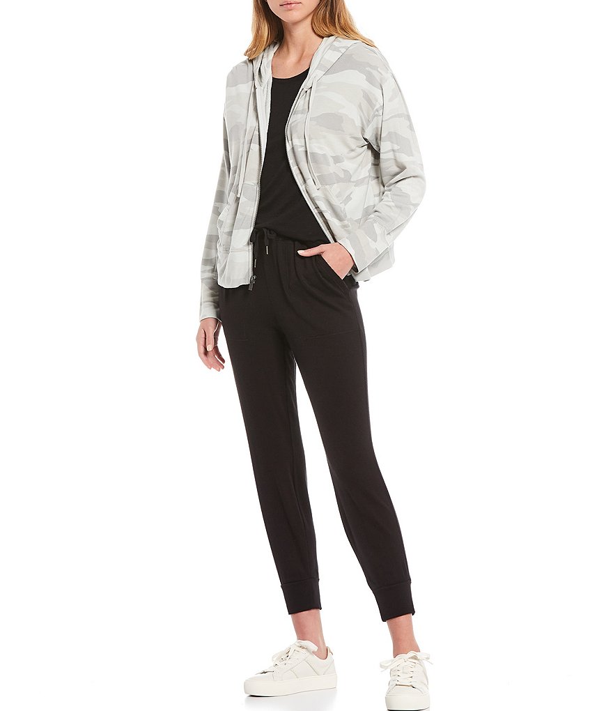 Splendid Knit Zip Up Drawstring Hoodie