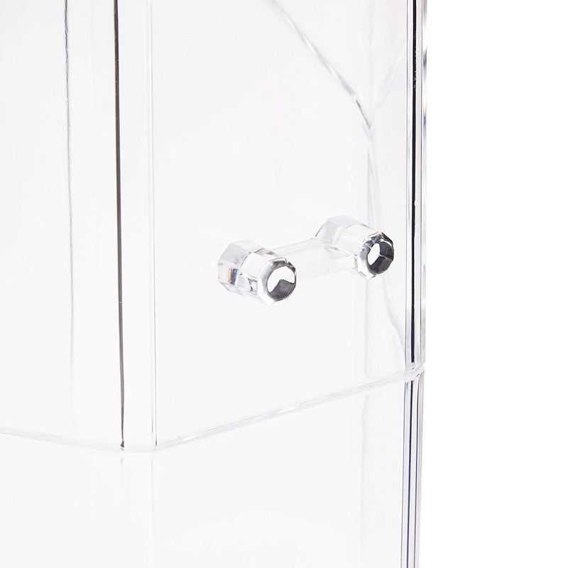 Glamlily 2 Pack Clear Acrylic Makeup Brush Holder with Lid, Cosmetic Organizer (4.3 x 3.9 x 8 in)