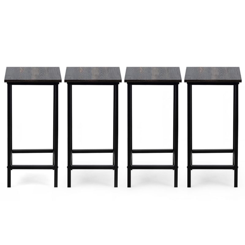 Costway Set of 4 Bar Stools 24'' Counter Height Backless Dining Stools Wood