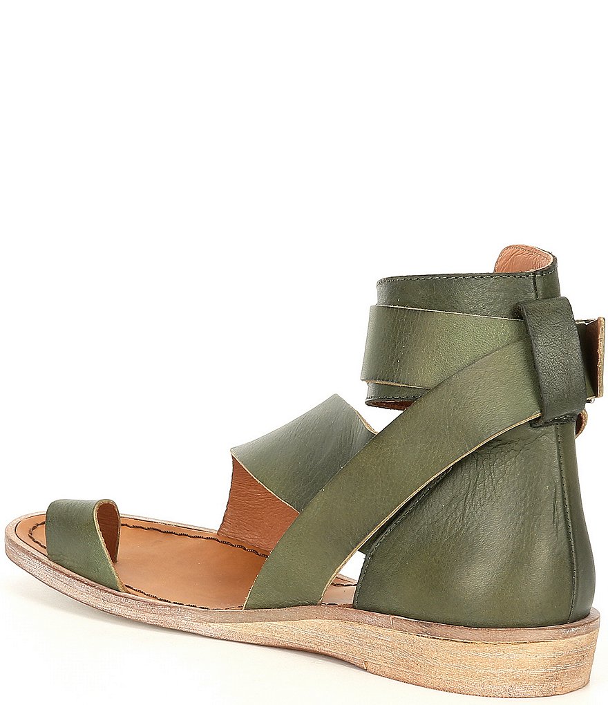 Free People Vale Leather Asymmetrical Toe Loop Ankle Strap Sandals