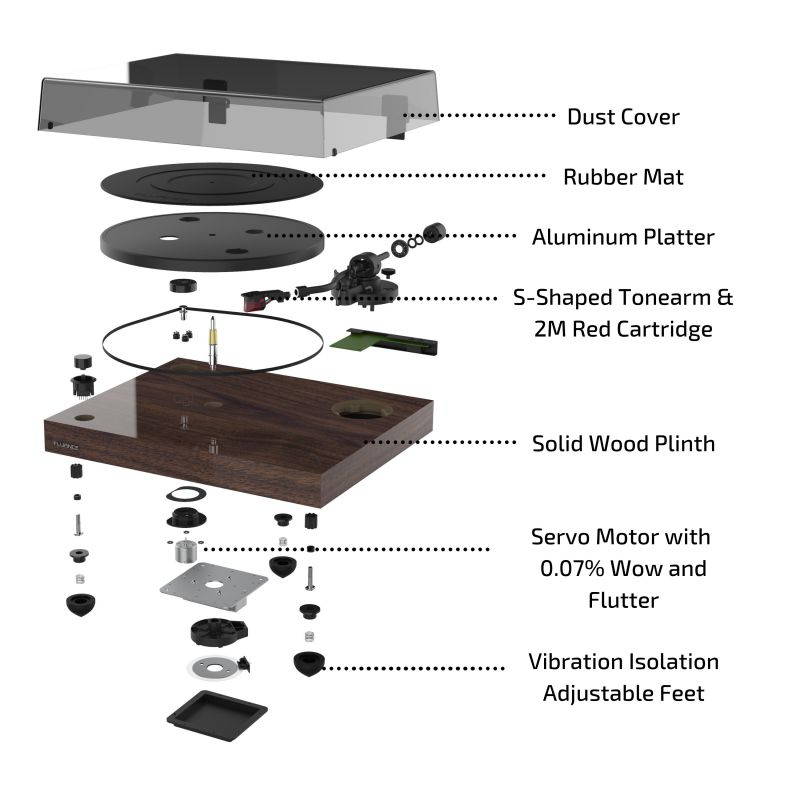 Fluance RT83 Reference High Fidelity Vinyl Turntable Record Player with Ortofon 2M Red Cartridge, Speed Control Motor, Solid Wood Plinth, Vibration Isolation Feet - Bamboo