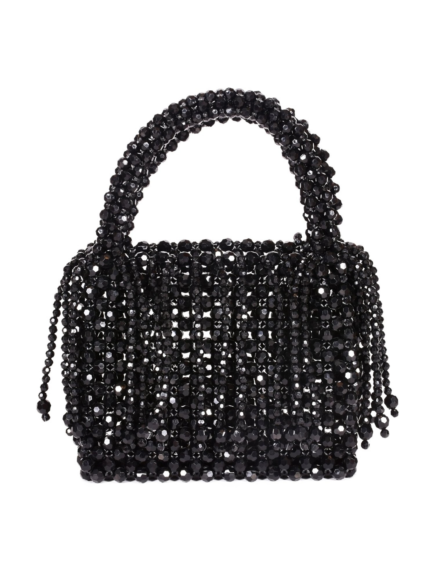 SASSORA RIM Black Leather Embellished Medium Handbag