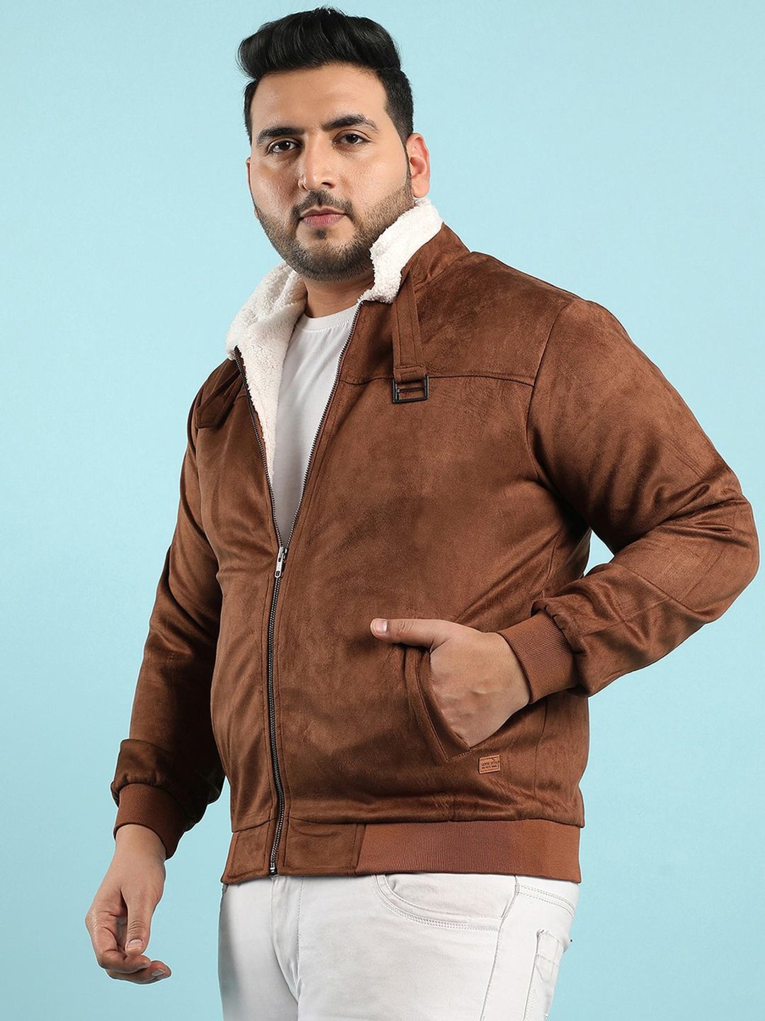 Instafab Plus Brown Regular fit Plus Size Jacket