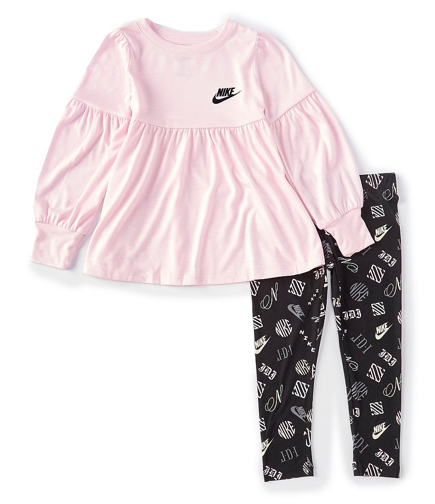 Nike Little Girls 2T-6X Long-Sleeve Iconic Lash Tunic & Printed Leggings Set