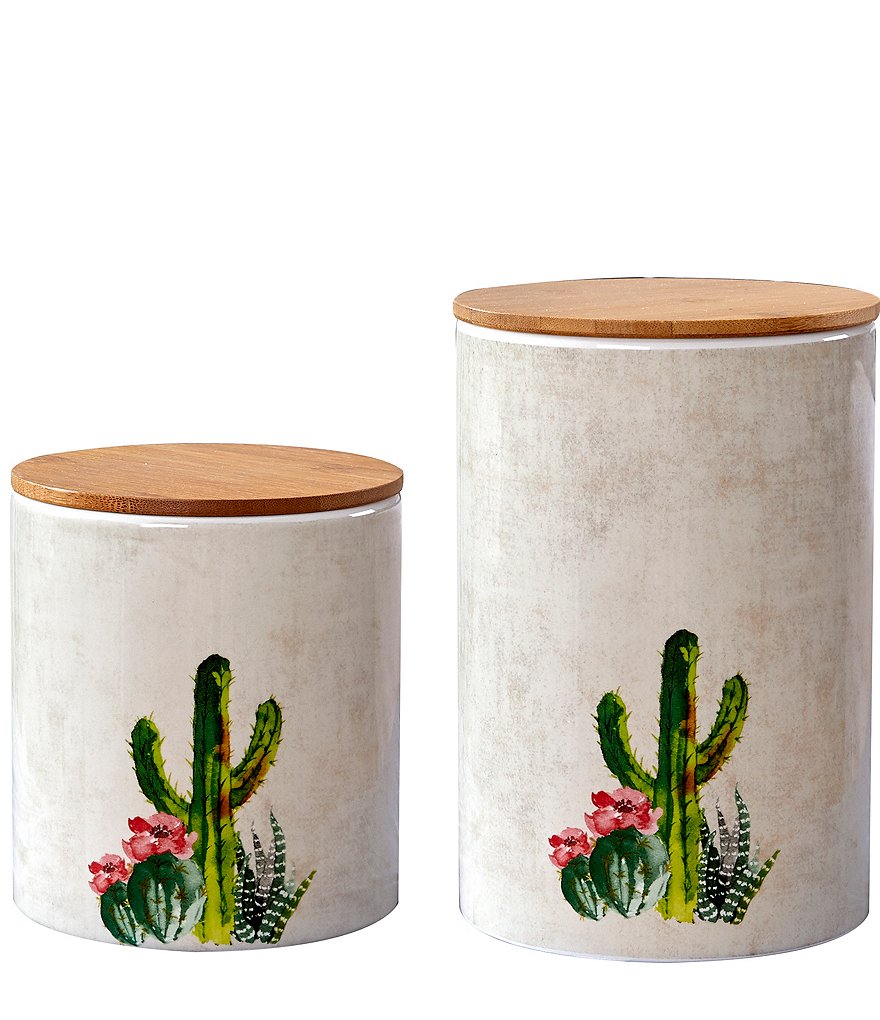 HiEnd Accents Succulent Design 2-Piece Canister Set