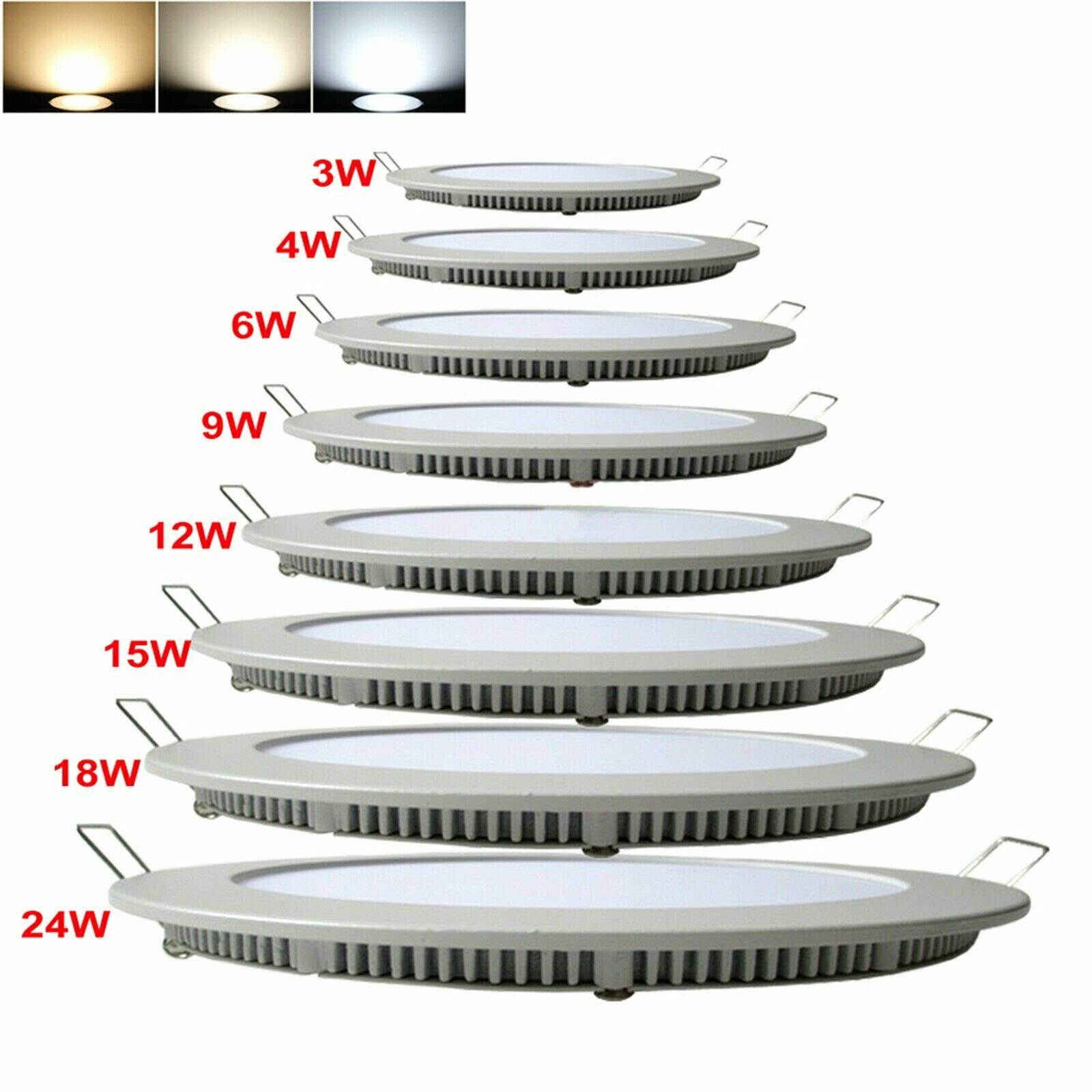 LED Recessed Ceiling Panel Down Lights Bulb 3W 6W 12W 18W 24W Slim Lamp Fixture