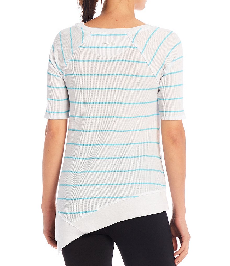 Calvin Klein Performance Distress Washed Stripe Ballet Sleeve Tunic