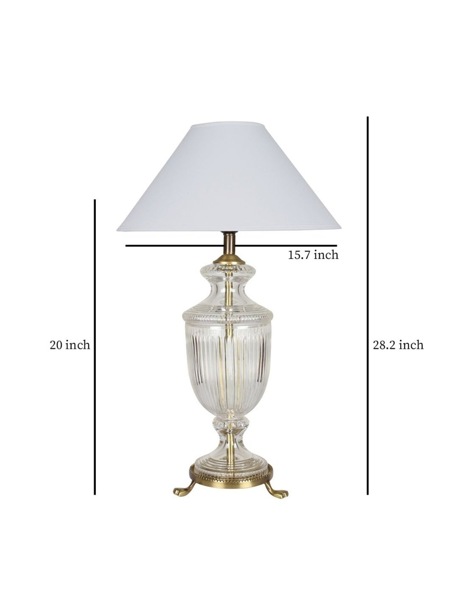 Kapoor Lamp Shades Transparent & White Glass Oleana Cotton Shade Table Lamp