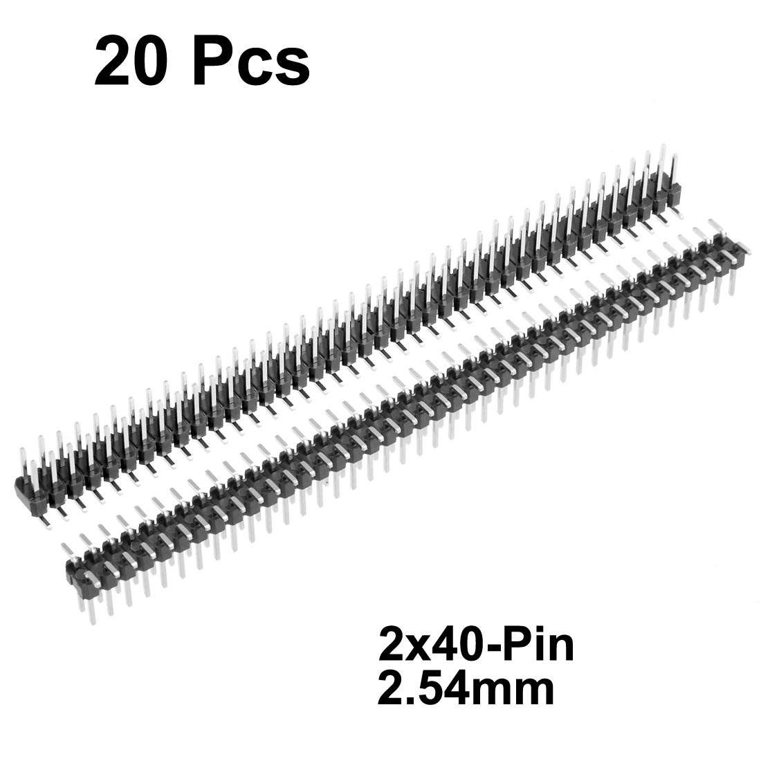 20Pcs 2.54mm Pitch 40-Pin Length 2 Row Right Angle Connector Pin Header Strip