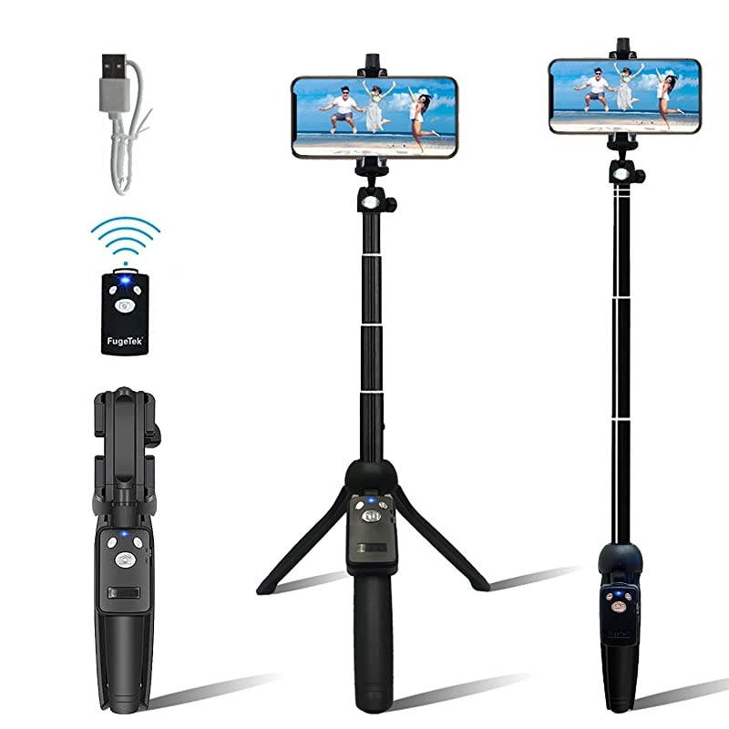 Portable 48" Selfie Stick & Tripod, Extendable, Bluetooth Remote, All in One, Lightweight Aluminum, Photos, Video, TIK Tok, Compatible with iPhone 12,11/Xs MAX/XR/XS/X, Galaxy S10/S9/S9