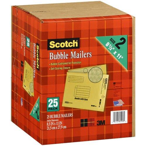 Scotch 3M Bubble Mailers Size 2 (8 1/2 " x 11") - 25ct